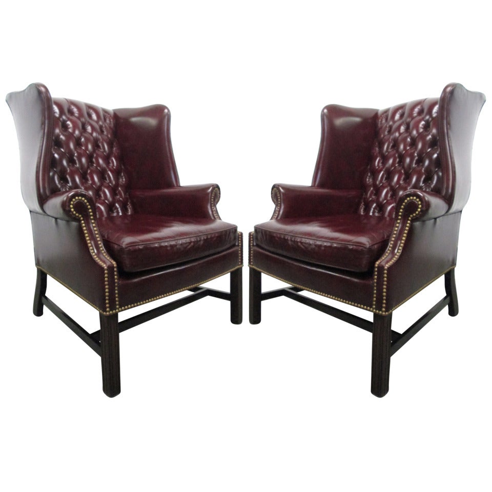 Architectural High Back Tufted Velvet Wingback Chair at 1stdibs