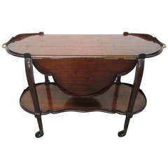 Mahogany Drop Leaf Two-Tier Bar Cart 4