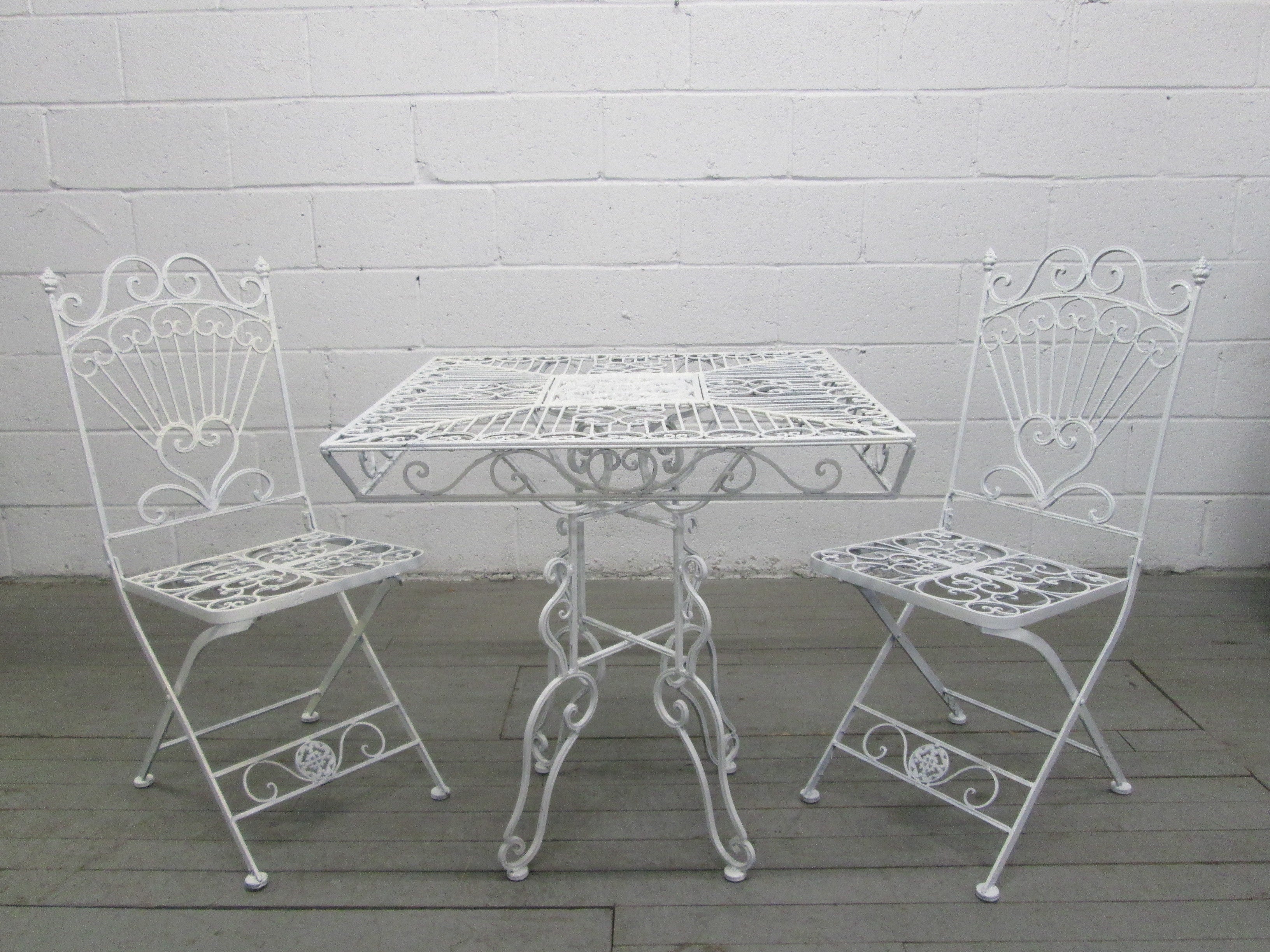 Wrought Iron Victorian Table and Chair Set at 1stDibs