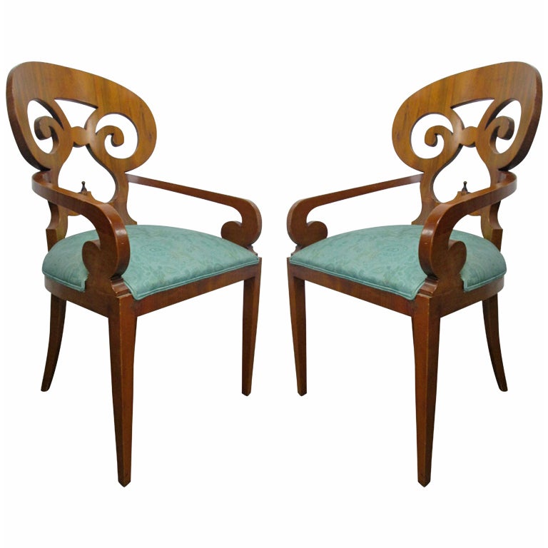 Pair Biedermeier Arm Chairs