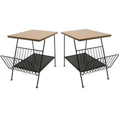 Pair of 1960s Wrought Iron Magazine Tables By Arthur Umanoff