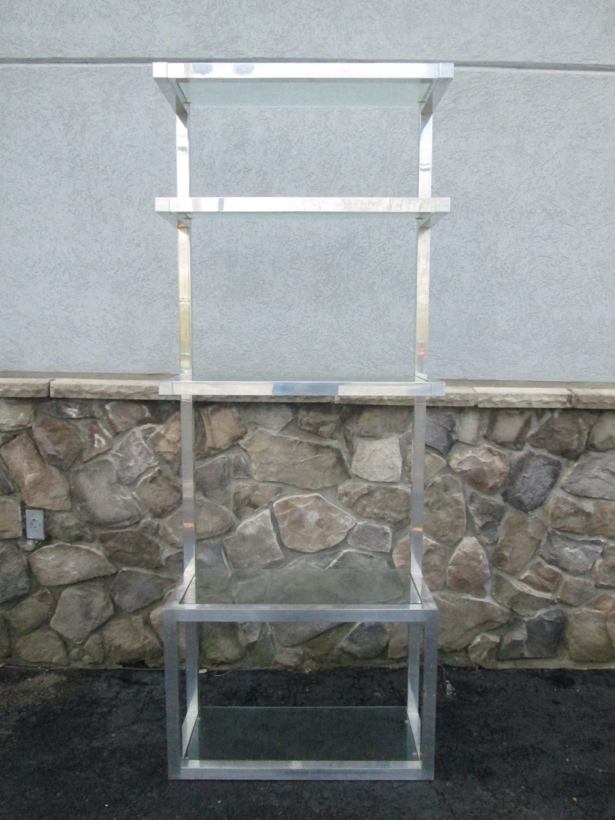 Pair of Chrome and Glass Étagères