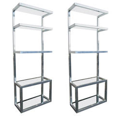 Pair of Chrome and Glass Étagères