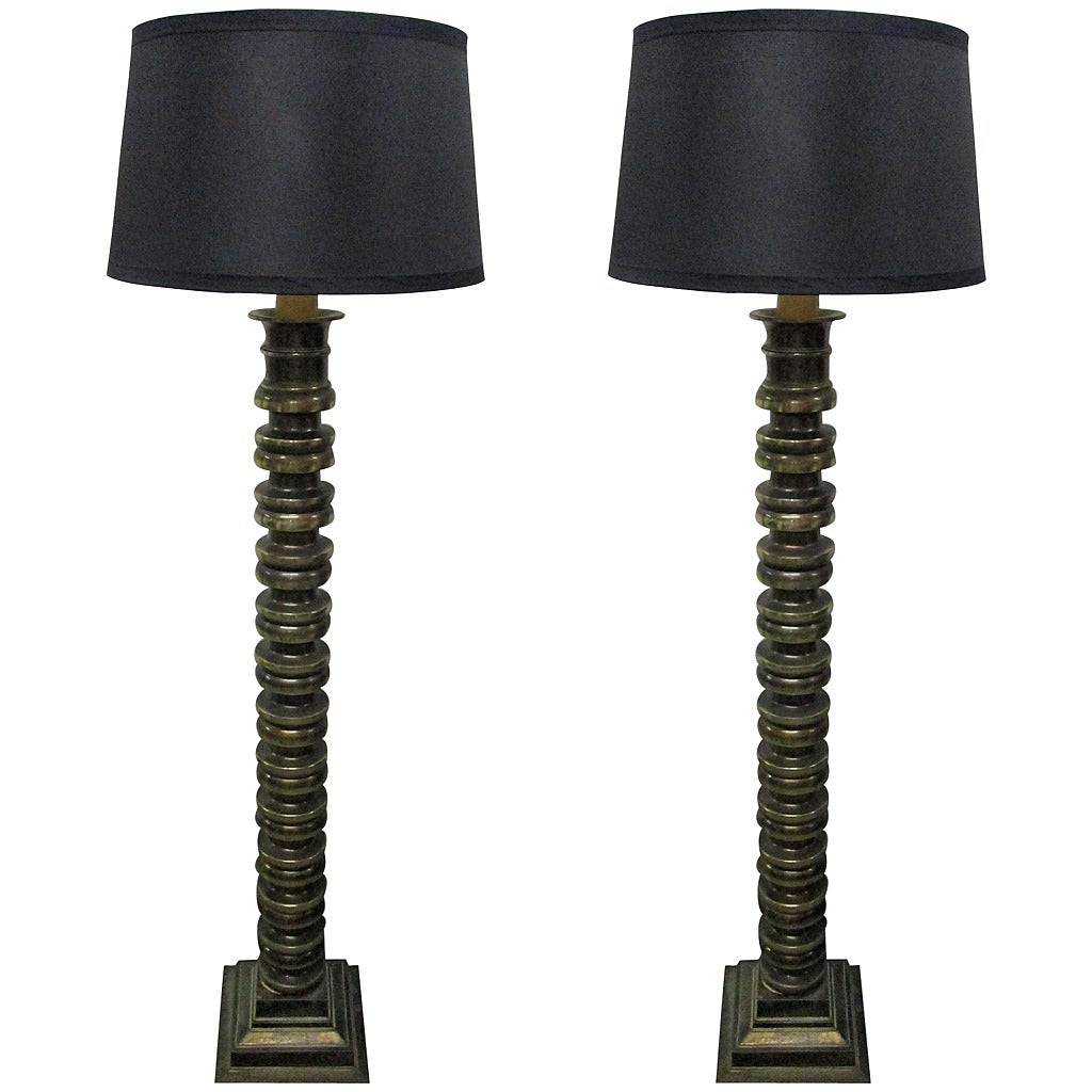 Pair of Bronze Finish Sculptural Floor Lamps For Sale at 1stdibs
