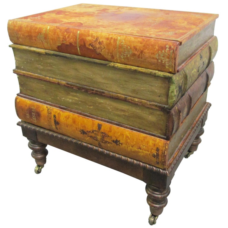 Italian Vintage Faux Book End Table 