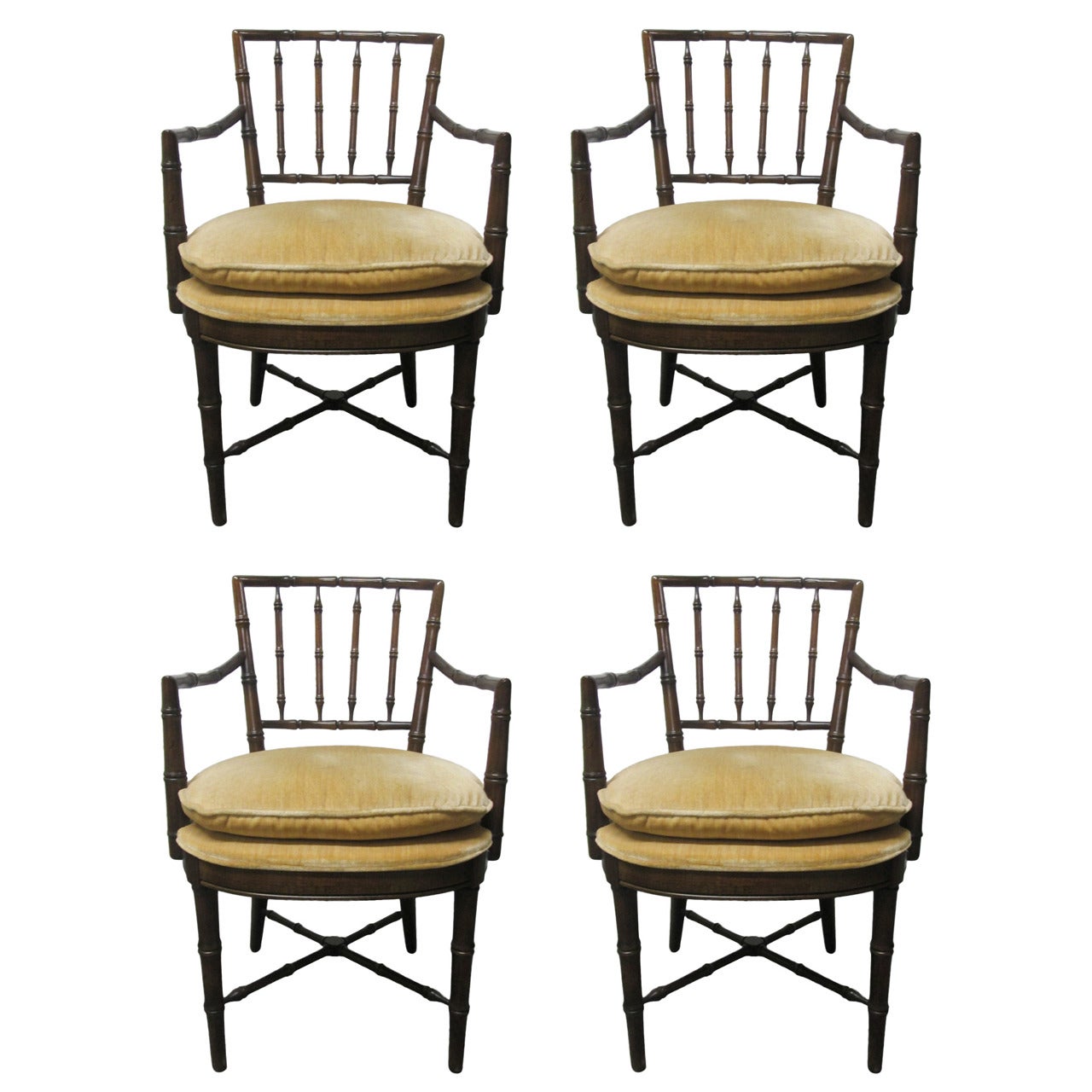Four Faux Bamboo Armchairs