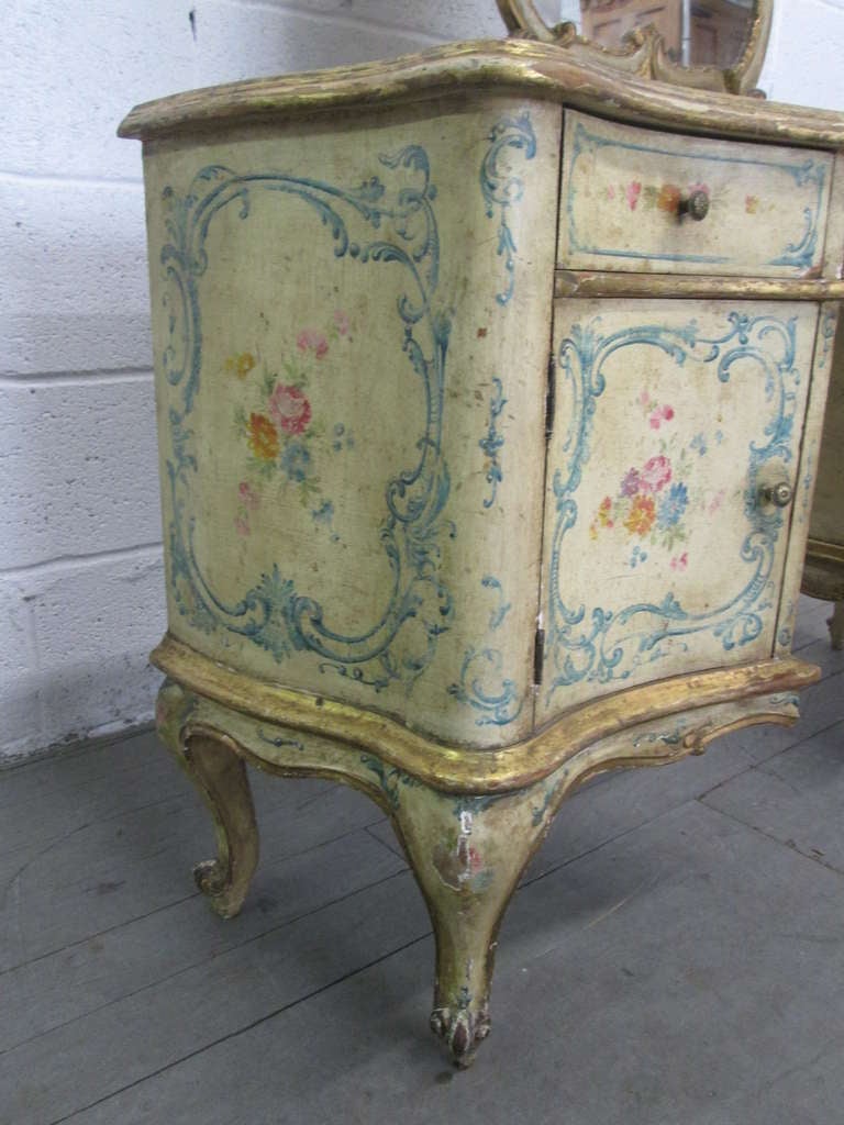 Italian 19th Century Venetian Rococo Style Painted Vanity