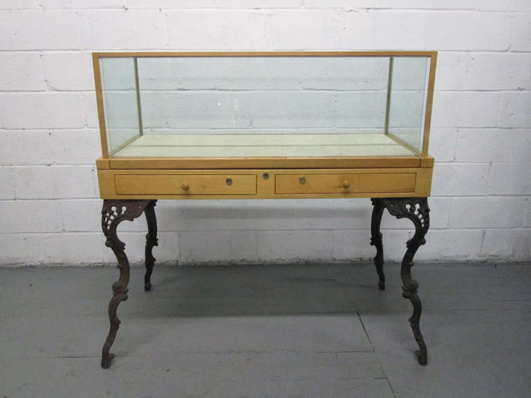 Wrought Iron and Glass Display Cabinet or Showcase