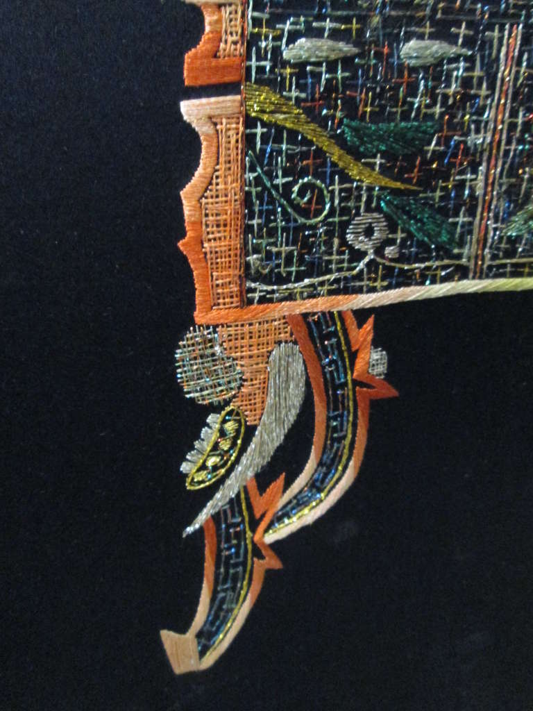 Mid-20th Century Six-Panel Vintage Korean Silk Embroidered Screen