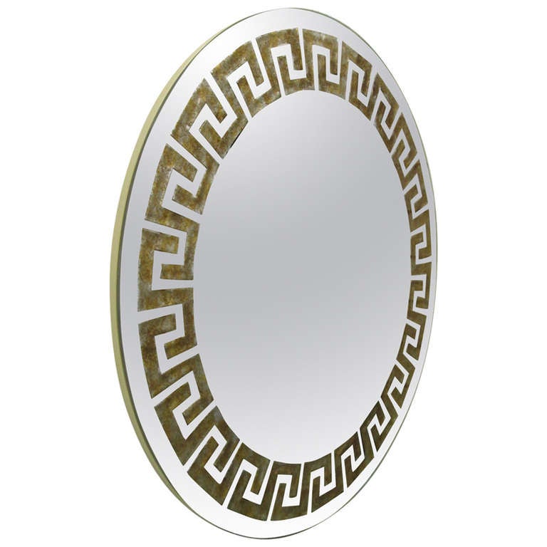 Reverse Gilt Greek Key Mirror by David Marshall For Sale ...