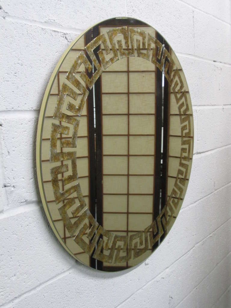 Reverse Gilt Greek Key Mirror by David Marshall For Sale ...