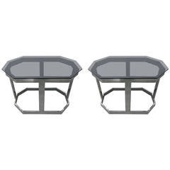 Pair of Chrome and Smoked Glass Tables by Milo Baughman 5