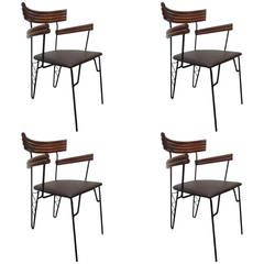 Four 1950s Decorative Wrought Iron and Rattan Chairs 2
