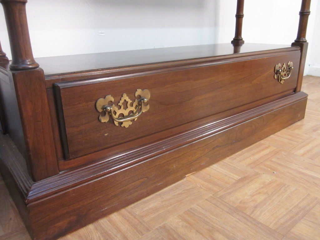 Pair cherry wood bookcases by Ethan Allen from the Georgian Court collection.  Single pull out drawer and 4 shelves.