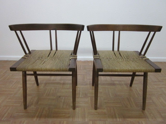 Original George Nakashima grass seat chairs.