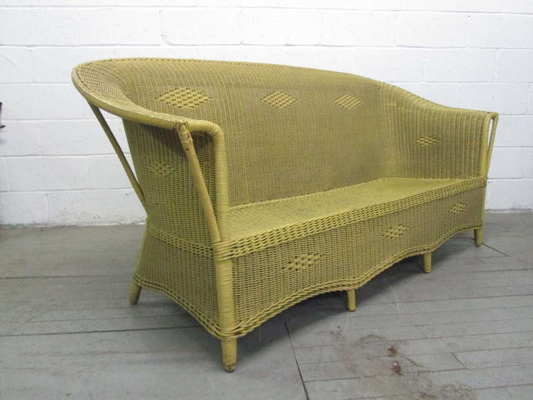 American Victorian Wicker Sofa Style of Lloyd Loom