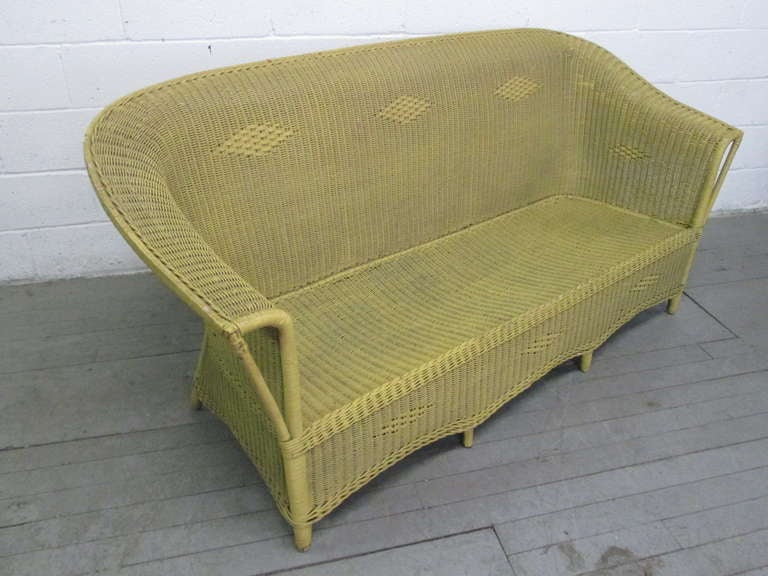 19th Century Victorian Wicker Sofa Style of Lloyd Loom