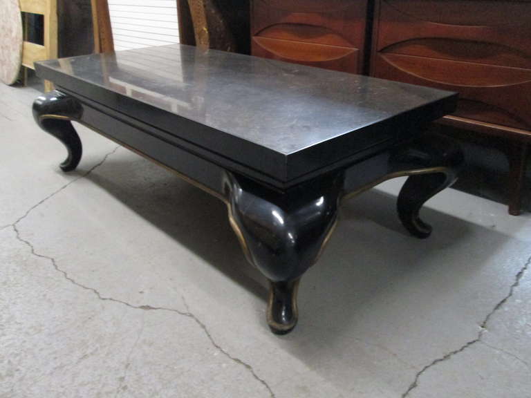 Asian Slate Top Coffee Table in the Manner of James Mont In Good Condition In New York, NY