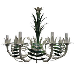 French Faux Bamboo Eight-Arm Tole Chandelier 9