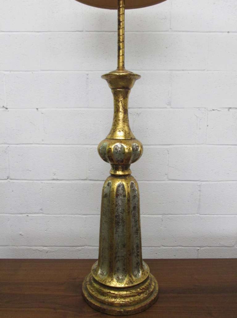 Mid-Century Modern James Mont Style Tall Silver Gilded Lamp