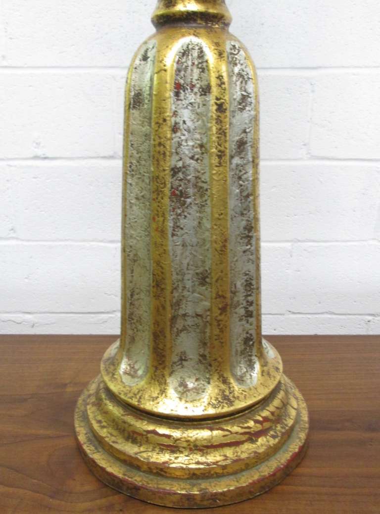 James Mont Style Tall Silver Gilded Lamp In Good Condition In New York, NY