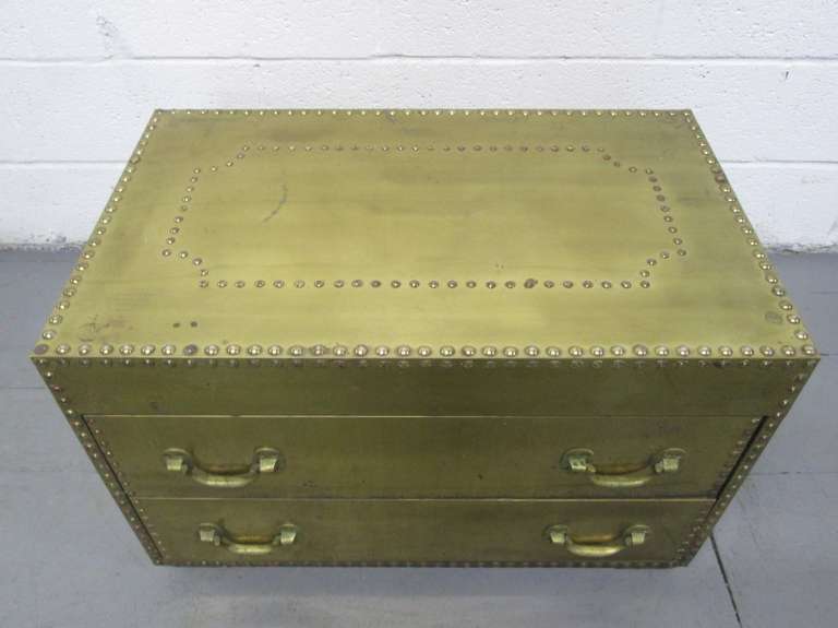 Brass Clad Chest of Drawers By Sarreid In Good Condition In New York, NY