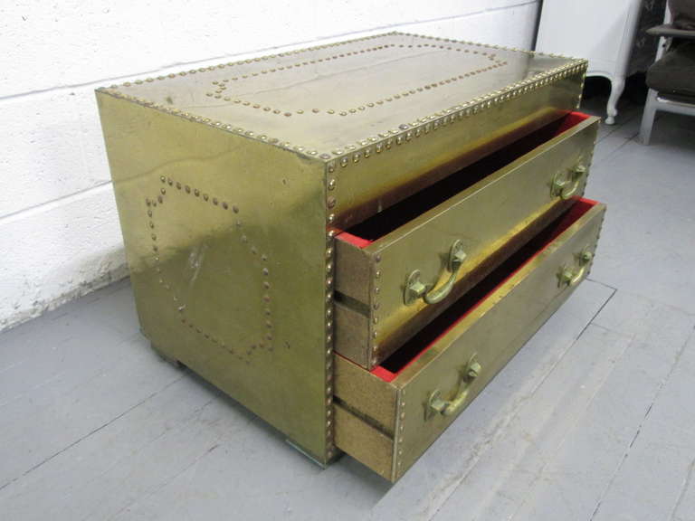 Mid-20th Century Brass Clad Chest of Drawers By Sarreid