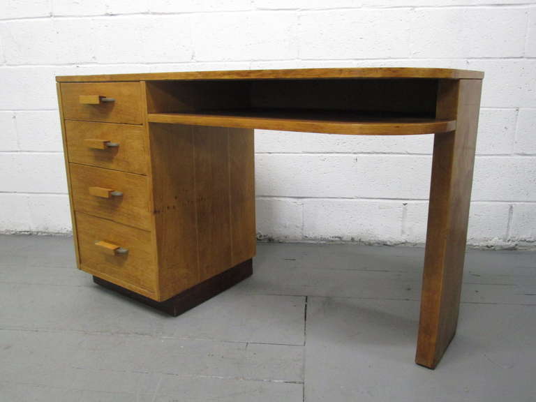 Mid-Century Modern Streamline Desk in Birch by Eliel Saarinen for Johnson Furniture Co.