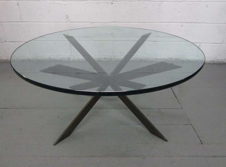Pace Bronze & Glass Top Coffee Table. Some scratches to the glass.