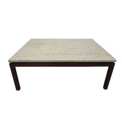 Travertine Top Coffee Table by Edward Wormley for Dunbar