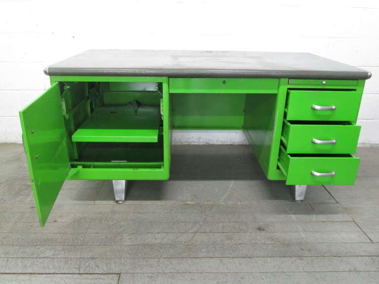 American 1950s Industrial Green Desk