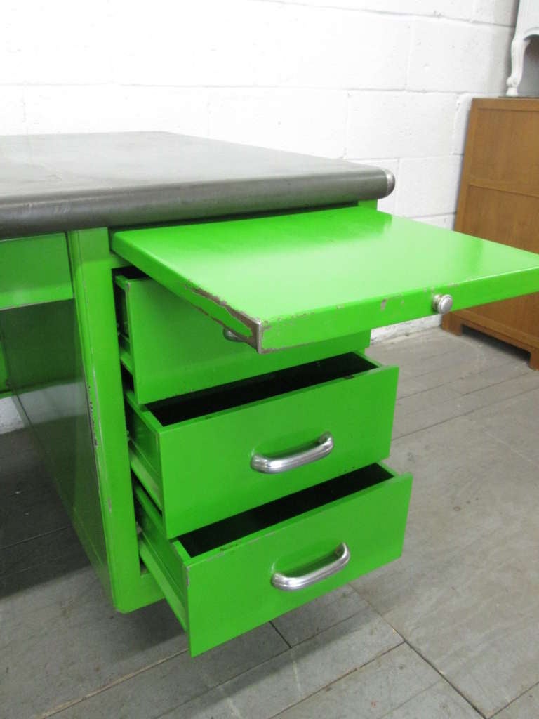 Mid-20th Century 1950s Industrial Green Desk