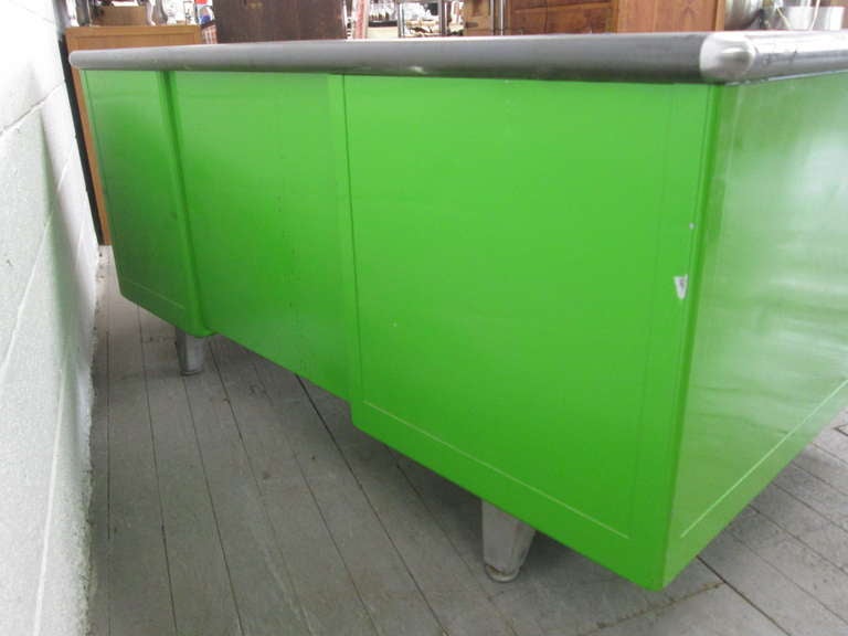 1950s Industrial Green Desk In Good Condition In New York, NY