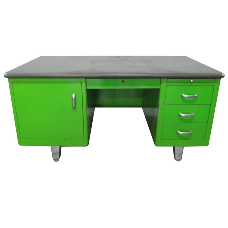 1950s Industrial Green Desk