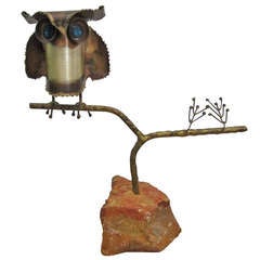 Curtis Jere Owl Sculpture on Stone Base 2