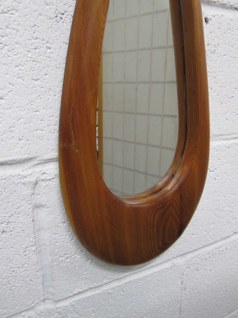 Mid-20th Century Wooden Tear Drop Mirror