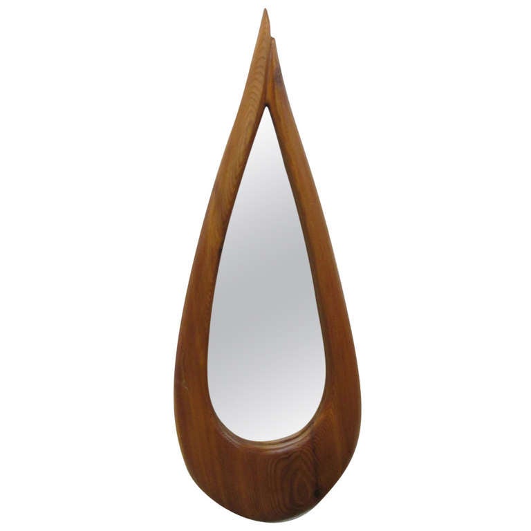 Wooden Tear Drop Mirror at 1stDibs