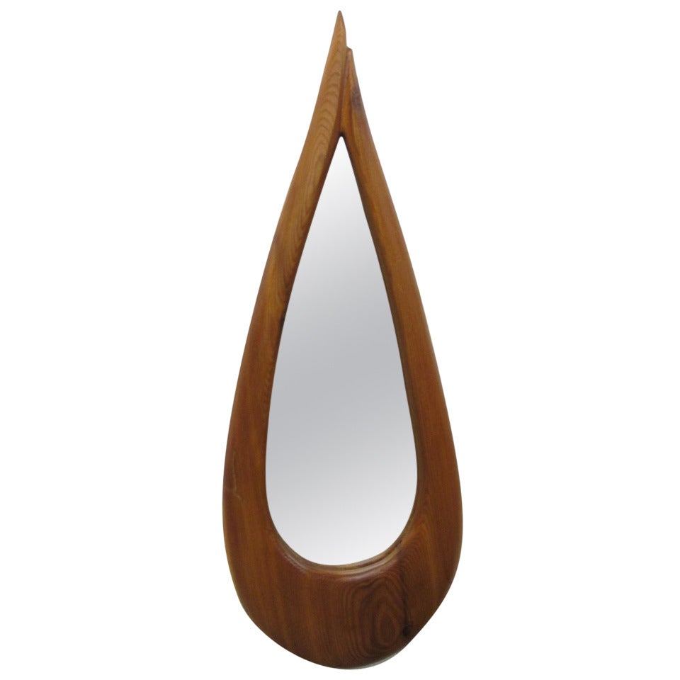 Wooden Tear Drop Mirror