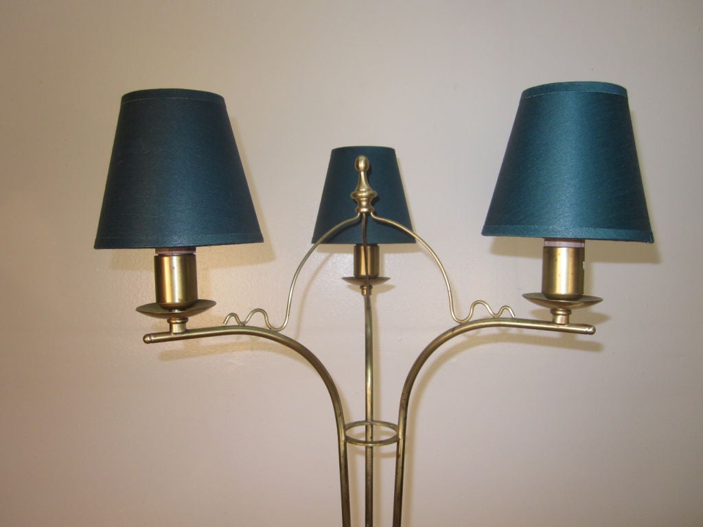 Italian Brass And Porcelain Floor Lamp
