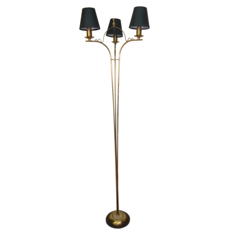 Italian Brass and Porcelain Floor Lamp For Sale at 1stDibs