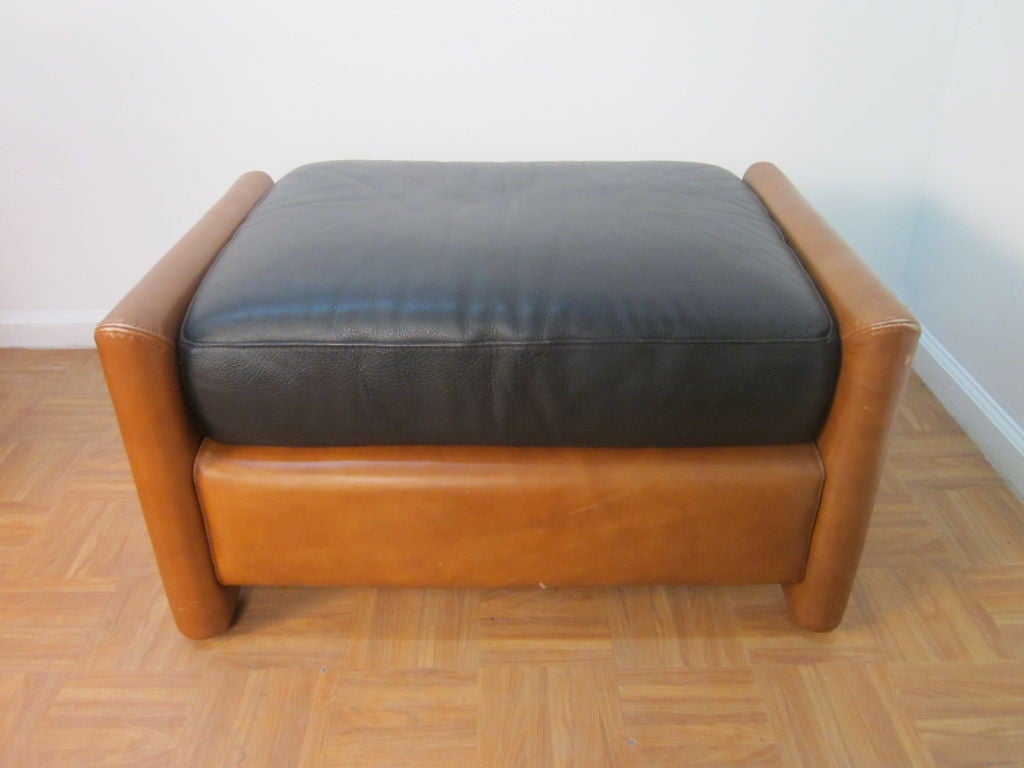 Roche Bobois Leather Chair & Matching Ottoman 1