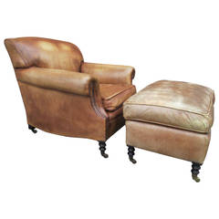Leather Lounge Chair and Ottoman by George Smith 6