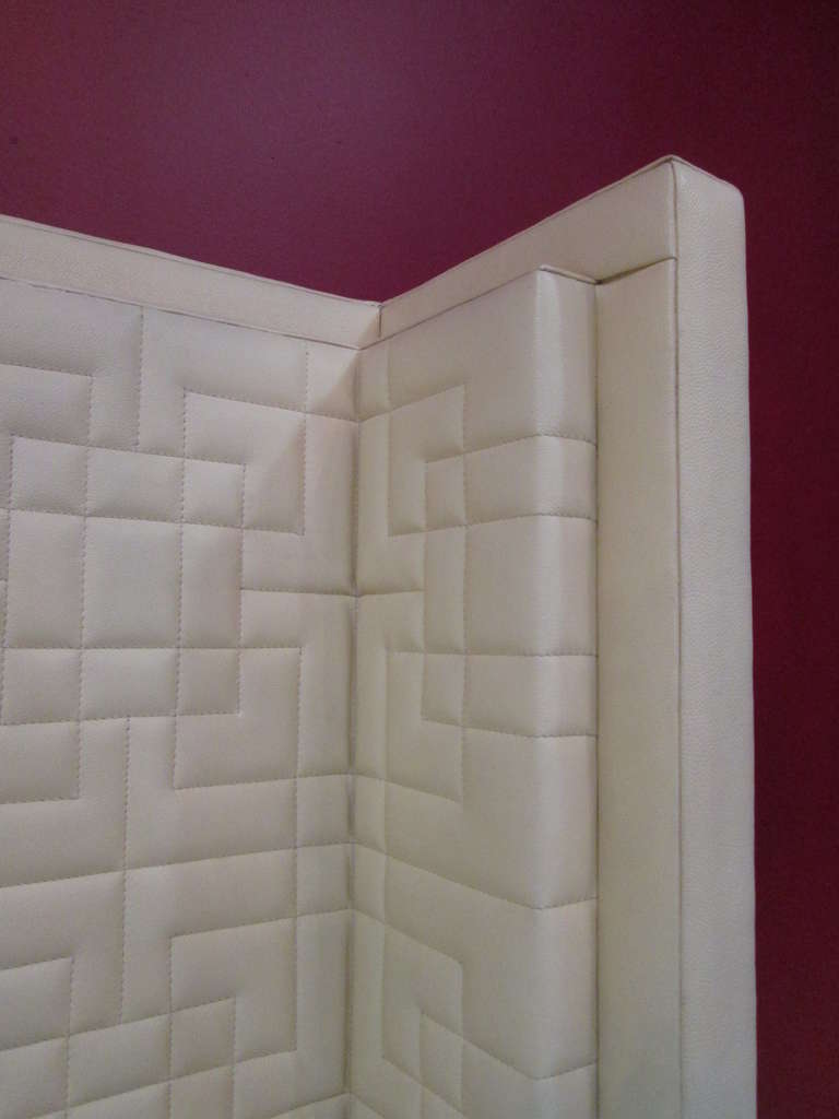 Tall Quilted Leather Queen Headboard For Sale at 1stdibs
