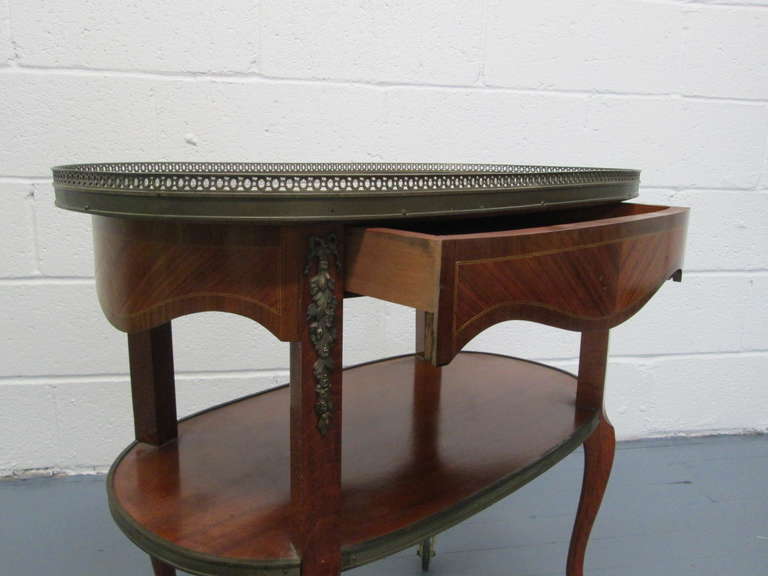 French MarbleTop, TwoTier Rolling Bar Cart For Sale at 1stdibs