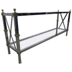 Maison Jansen Style Chrome and Brass Console Table 6