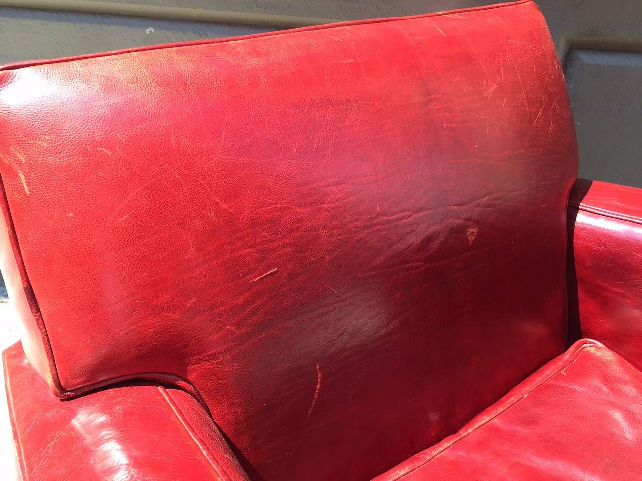 French Leather Club Chair Manner of Dominique For Sale at 1stdibs