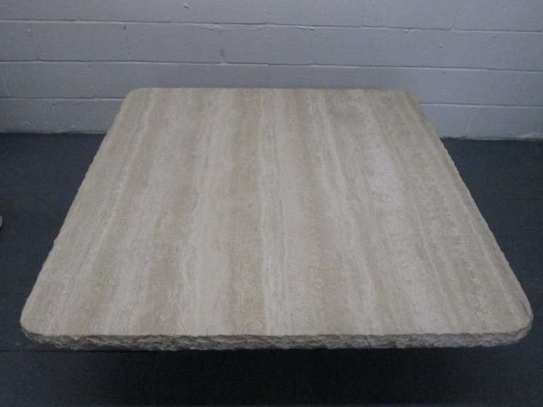 Italian Travertine Coffee Table In Good Condition In New York, NY