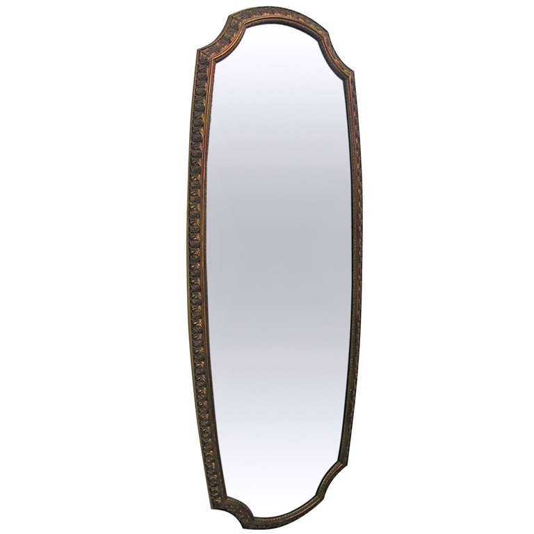 Narrow Gold Gild Mirror at 1stdibs