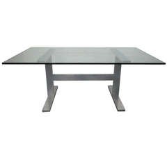 Steel Base and Glass Top Table or Desk 8