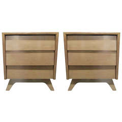 Pair French Style Cerused Nightstands